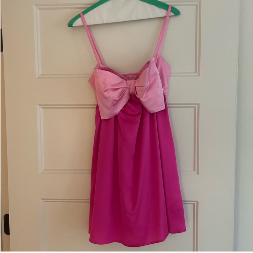 Show Me Your MuMu Colorblock Pink Best Bow Mini Dress
